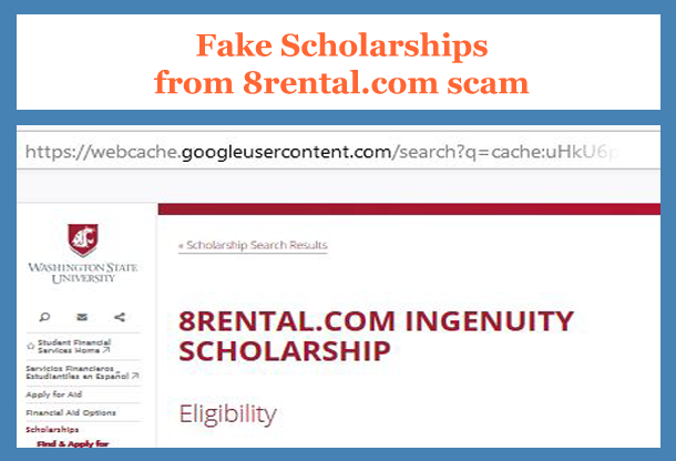Fake scholarhips 8rental.com scammers posted at Washington State Univerisity